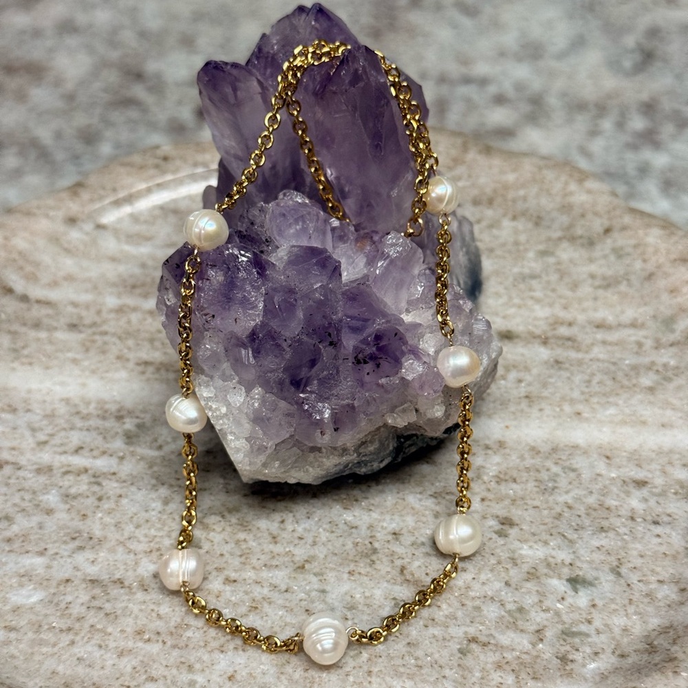 Gold-Filled Freshwater Pearl Satellite Station Necklace
